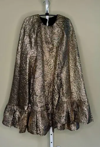 Mac Duggal  NWT High Neck Cape Sleeve Metallic Trapeze Dress in Bronze Size S