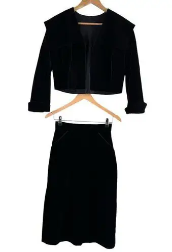 Vintage 60s Black Velvet Crop Jacket and Pencil Skirt Set by Ronbary Classic, XS