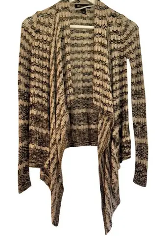 INC Internationalāconcepts open knit striped draped cardigan sweater m Gray Size M