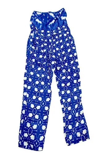 VELVET BY GRAHAM & SPENCER TOOTSIE STRAPLESS ONE PIECE BLUE WHITE JUMPER XS