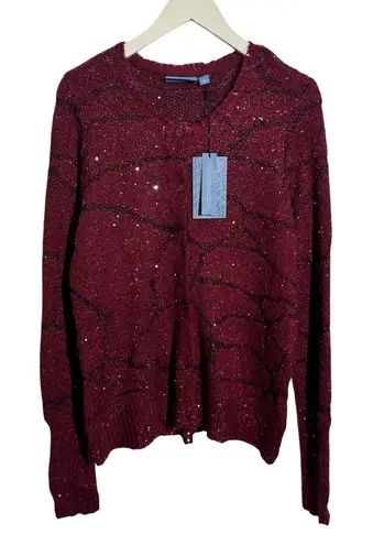Simply Vera Wang Cardigan Women XL Red Maroon NWT Button Up Long Sleeve Sparkle - Image 1