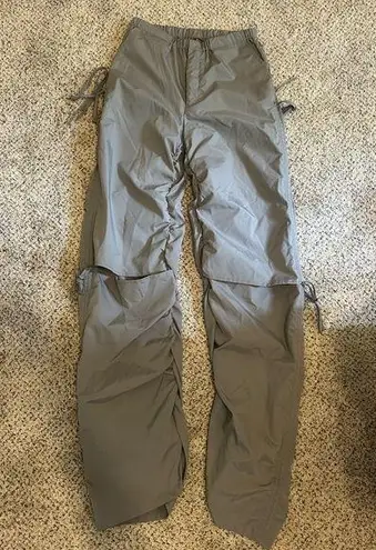 Gray Track Pants with Articulated Knees and Durable Fabric