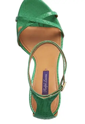 Ralph Lauren Collection Ardelisa Ayers Snakeskin Sandal Sz 39 green