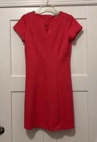 Peter Nygard Size 8 Petite Short Cap Sleeve Midi Shift Dress Pink Stretch Zipper
