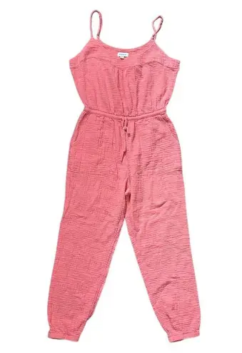 Evereve Women's Coral Gemma Gauzy Cotton Sleeveless Jumpsuit Size L Summer