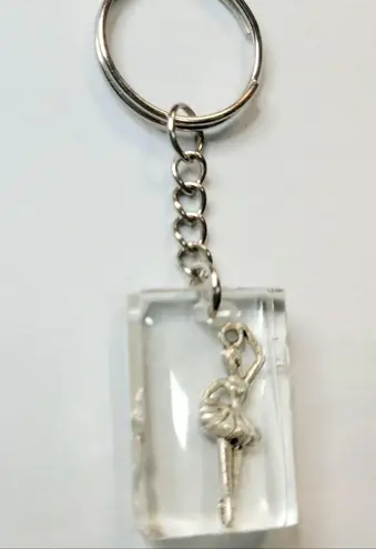 Elegant Silver Ballerina Resin Keychain Handmade
