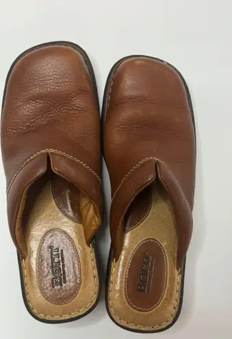 Born Shoes Born Brown Leather Clog Mules Size 9M