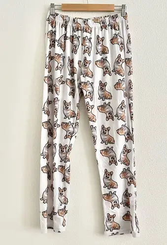 Fur Of Love Corgi Dog Print White Sleep Pajama Pants Size Small