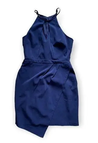 Adelyn Rae Navy Blue Halter Asymmetrical Mini Dress M