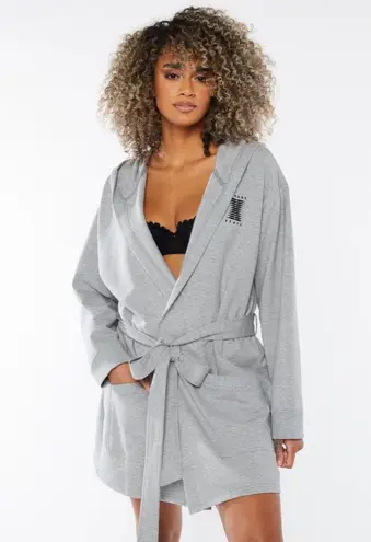NWT Savage X Fenty Forever Savage Showgirl Short Robe Platinum Gray
