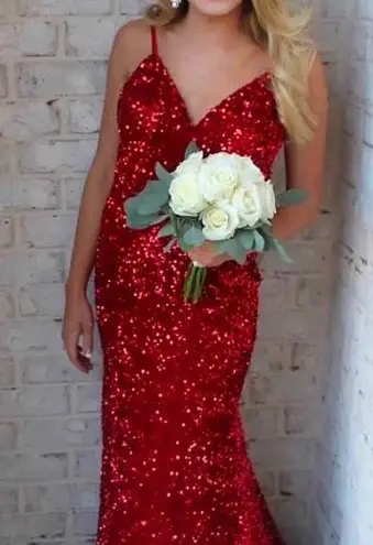 Tiffany Designs red sequin formal prom pageant party dress size 6