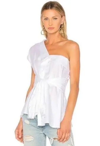 NWT Petersyn x Revolve Hadley One Shoulder Waist Sleeve Tie Detail Top in White