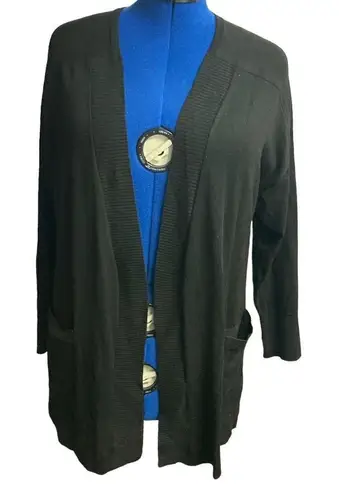 Terra & Sky Women's Black Long Sleeve Open Cardigan Sweater Size 14