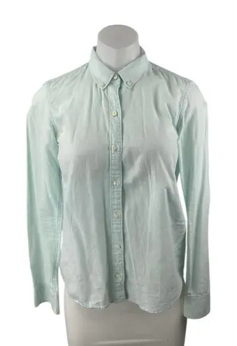 Gap  The Fitted Boyfriend Women's Mint Green Long Sleeve Button Down Shirt Top XS - Image 1