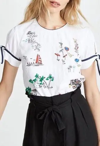 Tanya Taylor  sailboat embroidered blouse