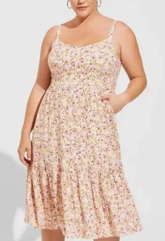 Torrid Rayon Slub Tiered Midi Dress Women’s Size 4X Floral Sleeveless