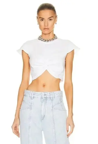Isabel Marant / FWRD Zineae Twist Front Crop T-Shirt Top in White NWT