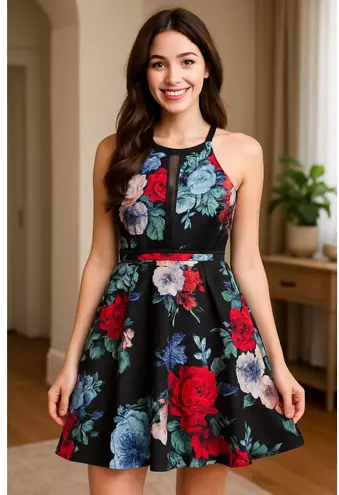 Dear Moon Floral Halter Dress - Size 3