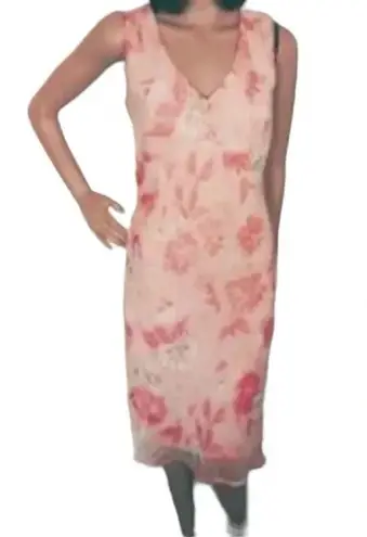 Vintage Y2K Faith Love & Passion peach and coral floral sheath midi dress Orange Size M