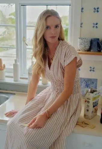 ๐MIRTH๐ Granada Dress ~ Bronze Stripe Print Medium Tan