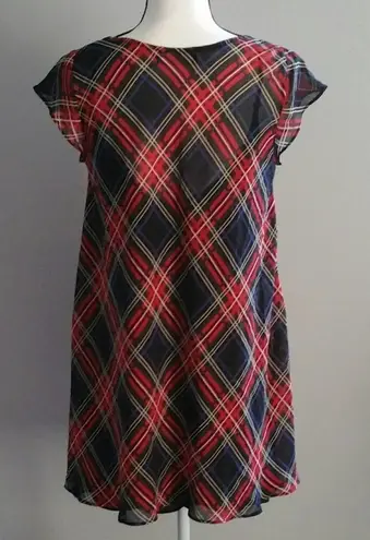 Like Mynded Plaid Short Sleeve Sheath Dress S