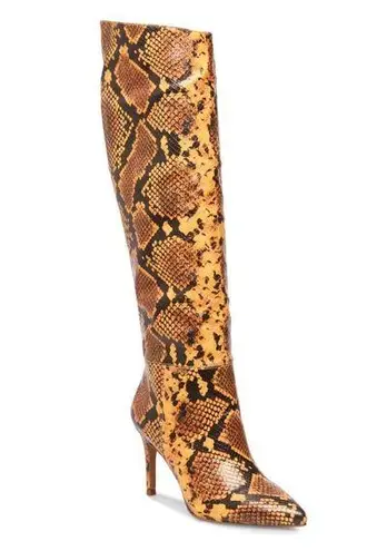 Steve Madden  Kimari Snakeskin Heeled Knee High Boots Mustard Yellow Sz 6.5