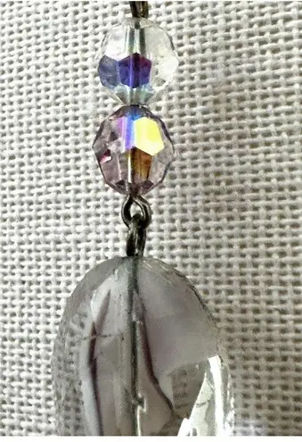 Silver tone long crystal drop earrings