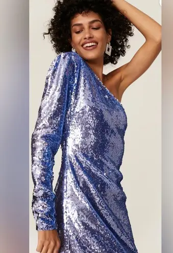 Bardot Blue Sequin One Shoulder Dress Periwinkle Blue-Purple Mini Dress sz 12