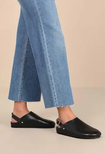 Seychelles Buckle Up Black Leather Slingback Slip-On Clogs