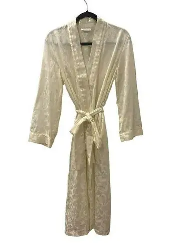 Natori Vintage Classics Robe Size XS Cream Ivory Long Sleeves Womens Embossed
