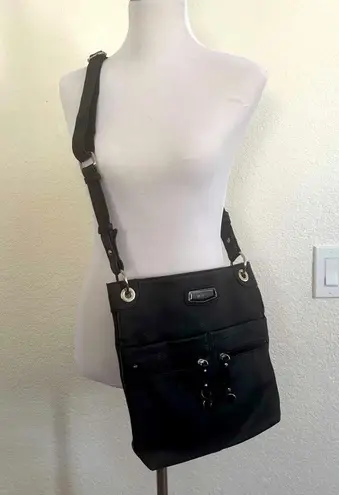 Rosetti Black Crossbody Bag with Adjustable Strap and Casual Design