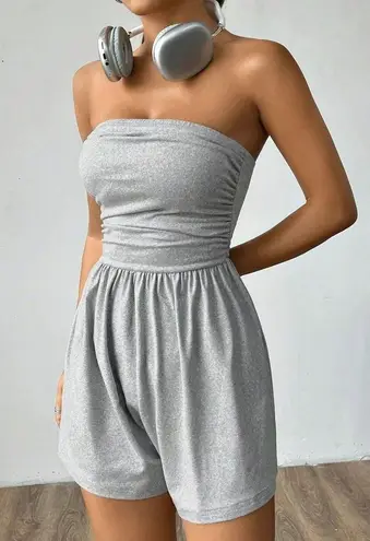 Boutique NEW Grey Solid Color Sleeveless Romper