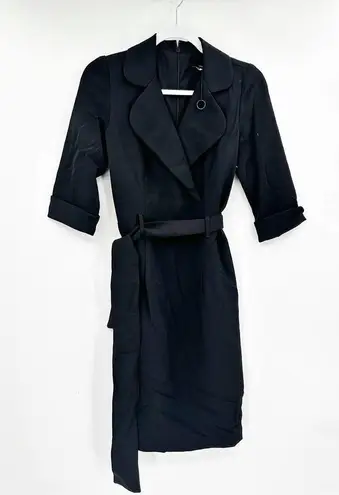 Black Halo Lucinda Faux Wrap Coat Dress in Black Size 0