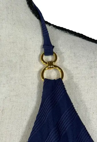 La Blanca SZ 14 Linea Costa Swim Tankini Top Tie Halter Padded Indigo Navy Blue