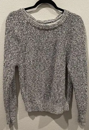 Free People  Long Sleeve Crew Neck Knit White Black Sweater