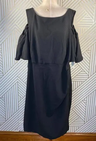 Eliza J Black Cold Shoulder Ruffle Cocktail Dress