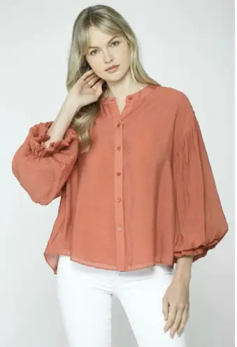 FATE. Terracotta Puff Sleeve Top
