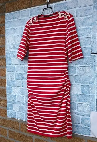 Veronica Beard Foley Ruched Stripe Dress medium