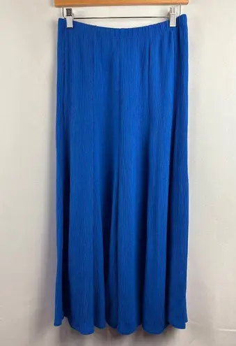 Susan Graver Womens XS Blue Crinkle Textured Midi Skirt