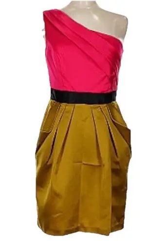 Max and Cleo NWT Woman Woven Cocktail Dress SZ 2 Mini One Shoulder Retail 138$