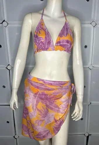 SheIn  Floral Plant Print 3 Piece String Bikini Size Large