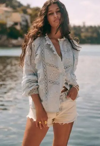 Sézane 💕SEZANE💕 Irma Shirt ~ Light Blue/Ecru FR 34 = US 2