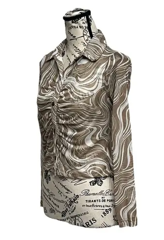 Meraki Mesh Sheer Crop Top Blouse 70s 80s Hippie Casual 90s Y2k Retro S Boho White