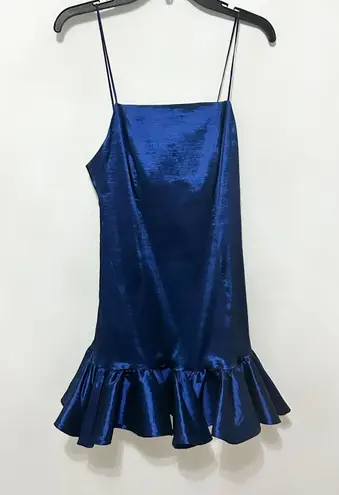 Bardot Navy/Cobalt blue ruffled spaghetti straps minidress