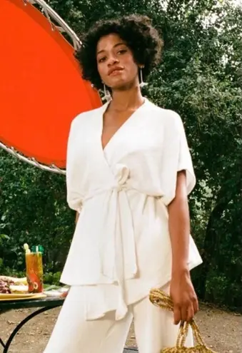 Simon Miller Lono Cotton Modal Terry Wrap Tunic Kimono Small S White