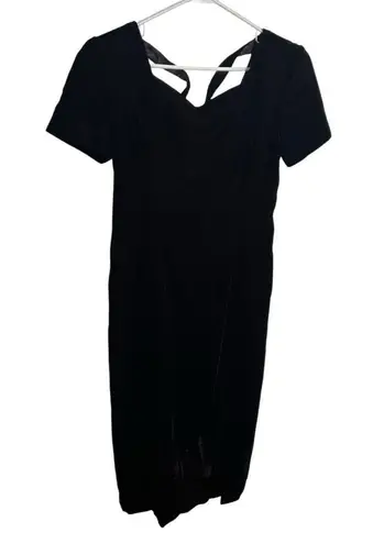 Maggy London Vintage Velvet Midi Dress Black 8