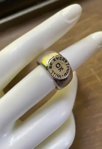 Silver Everything Will Be OK Quote Ring