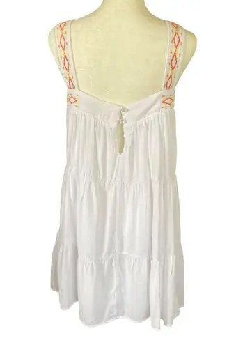 Blue Rain women's medium fully lined white tribal embroidered flowy summer dress