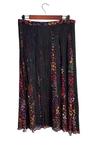 Farm Rio Wild Mix Mixed-Print Fringe Midi Skirt