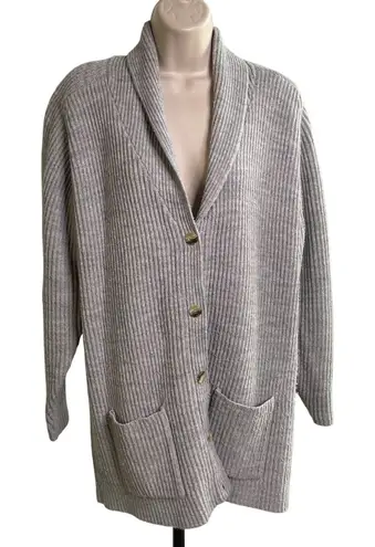 Outside Influence Gray Ribbed Knit Cardigan Sweater Pockets Plus Size 2X u